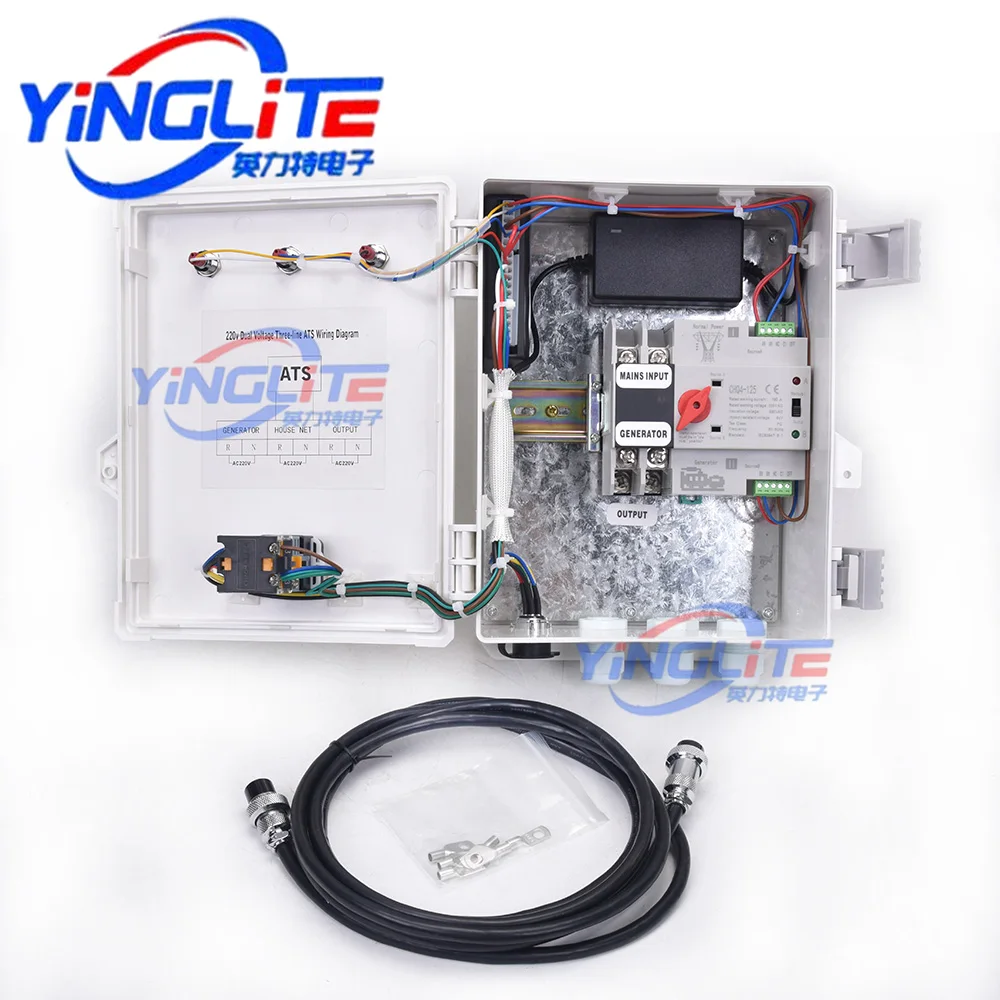 Automatic Transfer Switch ATS Box 10KW, 220V/380V Dual Power Controller for Diesel Generators