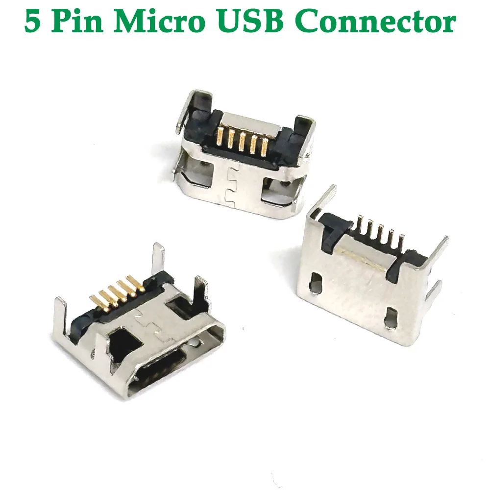 

1000pcs/lot phone tail charing connector USB jack female socket 7.2 horn Micro USB connector 5P DIP FLAT MOUTH