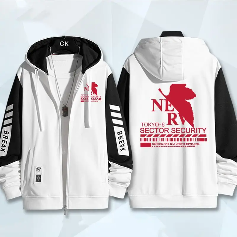 Cartoon Neon Genesis Evangelion Hooded Cardigan Sweater Jacket Anime Peripheral EVA-01 2D Outerwear Jacket Boys Clothing Gift view 3