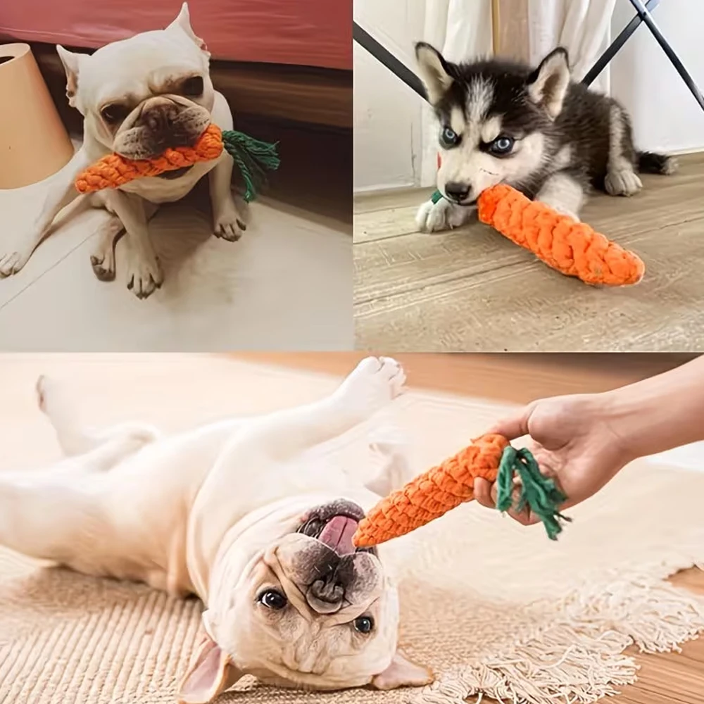 Bissfestes Karottenförmiges Hundespielzeug mit Seilknoten - Interaktives Kauspielzeug für Mittelgroße Hunde – Detail 5