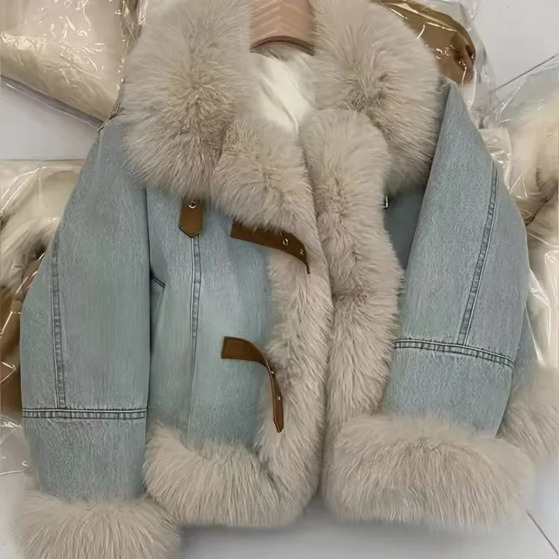 Faux Fur Top Women's Cotton Jacket Coat Fashionable Autumn French Brown Plush Oversized Loose And Thick Polo Neck Coat Top New