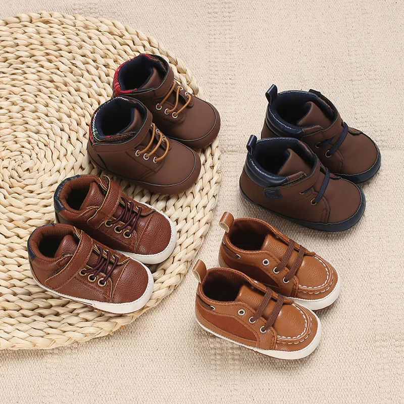 Zapatos marrones súper bonitos para bebés de 3 a 18 meses, zapatillas de bebé para niños pequeños, zapatos casuales para bebés de cuero PU suave