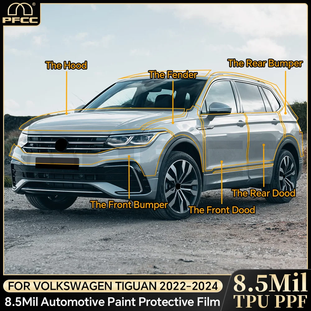 

For VOLKSWAGEN TIGUAN 2022 2023 2024 Car Paint Protection Film Pre-cut Body Sticker Anti-scratch Bra Kit Accessories Clear TPU