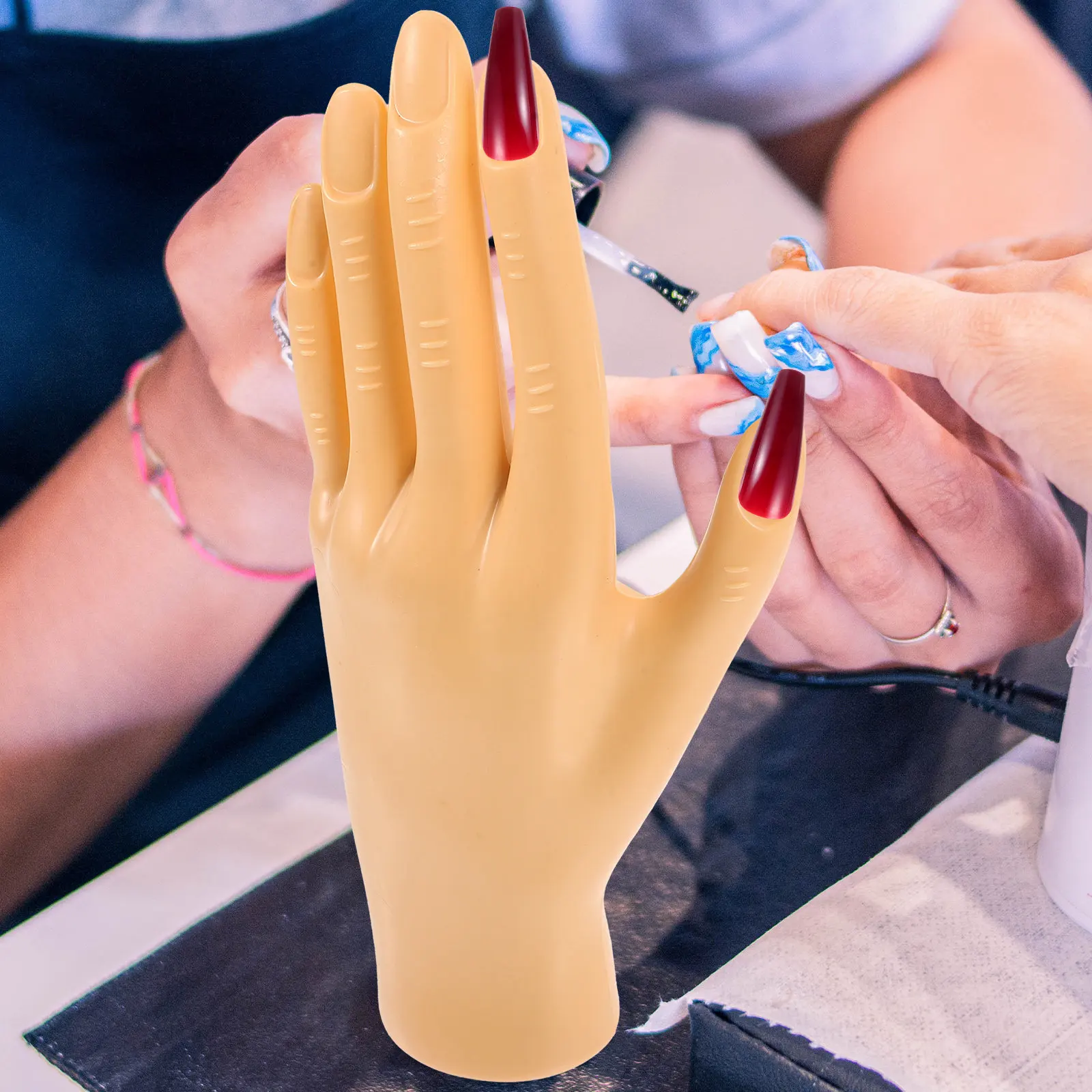 

Lifelike Nail Practice Hand Skin Colored Stable Support for Acrylic Nails Practice and Display Artificial Hand for Nail Art