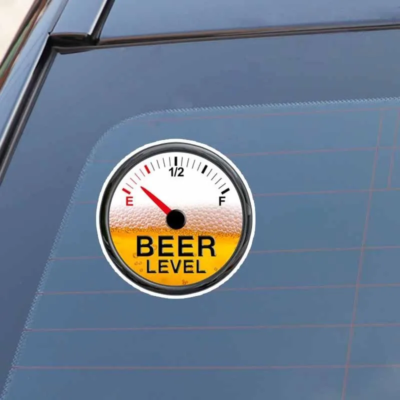 Car Sticker Funny Beer Level Meter Gauge Decal Fashion Customized Cars Accessories PVC Decorative Waterproof Stickers 14*14cm