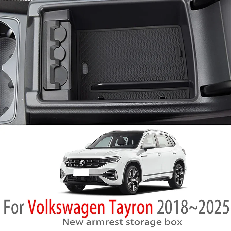 Accessori auto Per VW Volkswagen Tayron 2018 ~ 2025 2020 Console Centrale Bracciolo Scatola di Immagazzinaggio Multifunzionale di Stoccaggio Ricambi