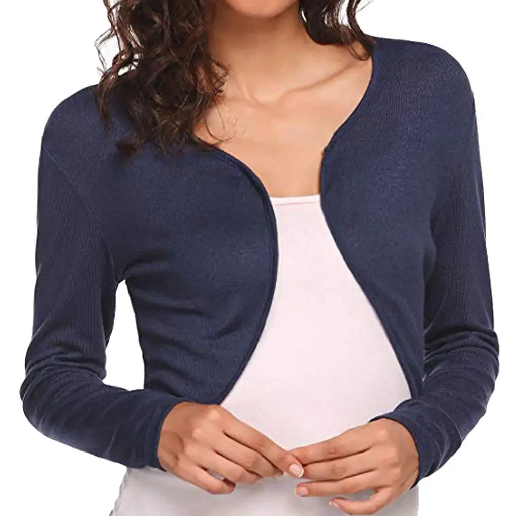 

Новый женский вязаный кардиган с длинными рукавами, однотонный, в уличном стиле, для работы, с круглым вырезом, B4003