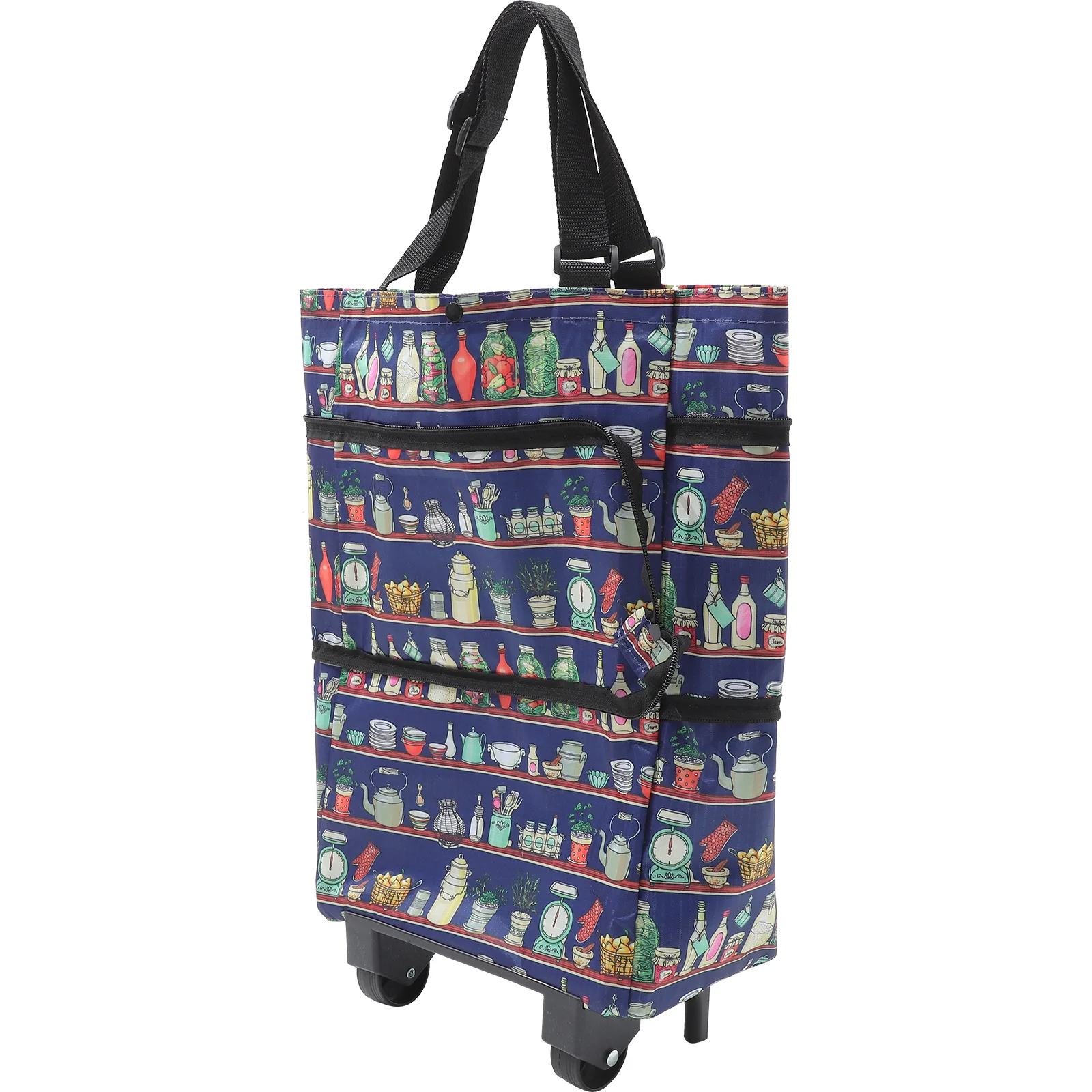 

Shopping Bag Carrier Bags Foldable Trolley Folding Cart with Wheels and Pull Handle for Groceries Carts Abs on Rolling Tote