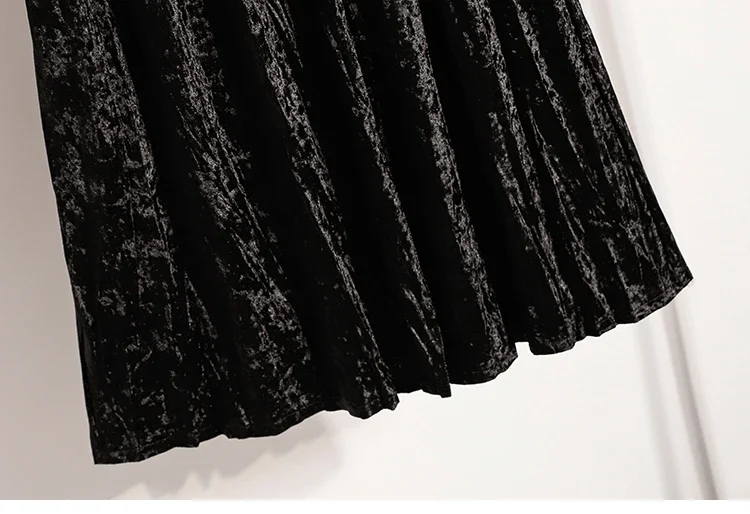 Burgunderroter Plissierter Samt-Midi-Rock für Damen, A-Linie, Herbst/Winter 2026, Vielseitig, Figurbetont, Mittellang, Lässig, Vielseitige Halbrocke – Detail 35