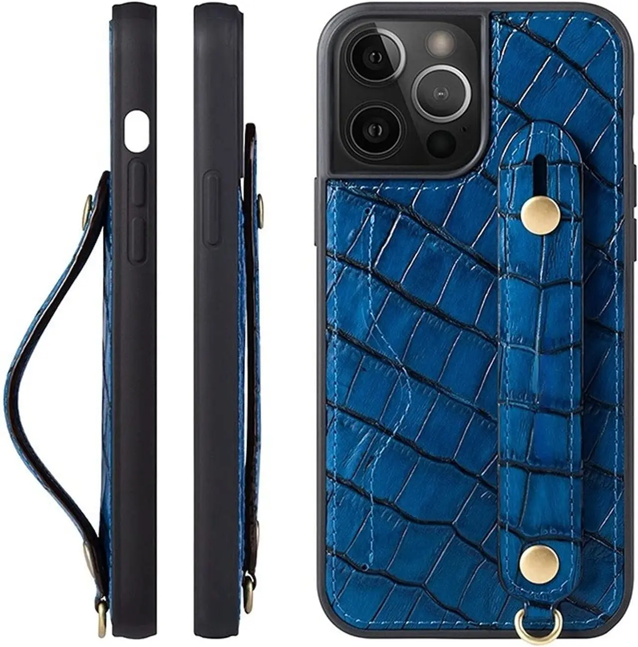 Case for iPhone 14 Series, Leather Phone Cover, Cool Crocodile Snake Skin Pattern Textured, Stand Slim Soft Protective Cover