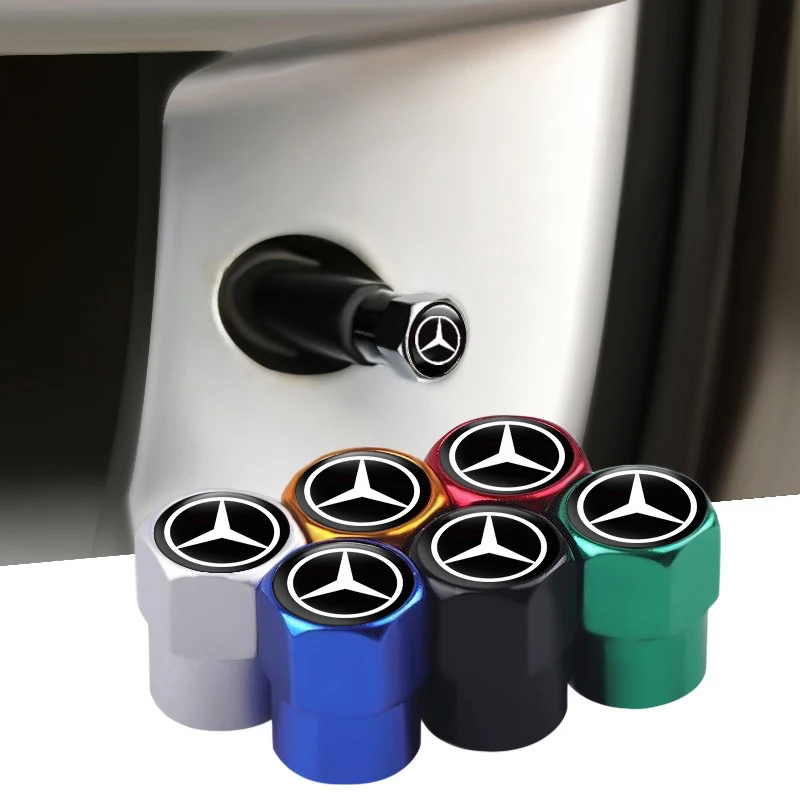 4 قطعة سيارة سبائك الألومنيوم اللون غطاء صمام لمرسيدس بنز W221 W222 W204 W205 W211 W212 W213 GLE GLC GLA الملحقات الخارجية
