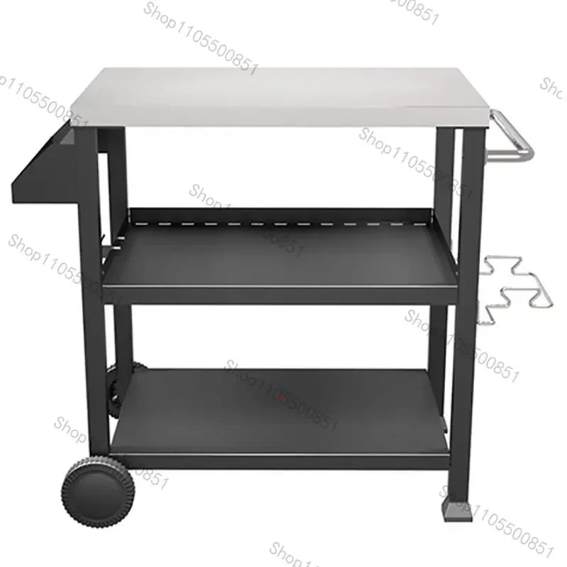 3-Floor shelf Hotel restaurant Restaurant Kitchen trolley Multifunctional movable barbecue truck with wheels