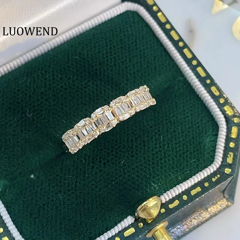 

LUOWEND 100% 18K White/Yellow Gold Rings Classic Design 0.35carat Real Natural Diamond Engagement Ring for Women Fine Jewelry