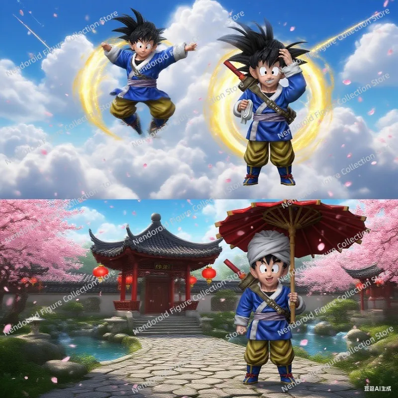 ブランドの新しいオリジナルパワースタジオドラゴンボール青少年傘を保持栽培孫悟空 9 センチメートルアニメアクションフィギュアコレクションおもちゃ