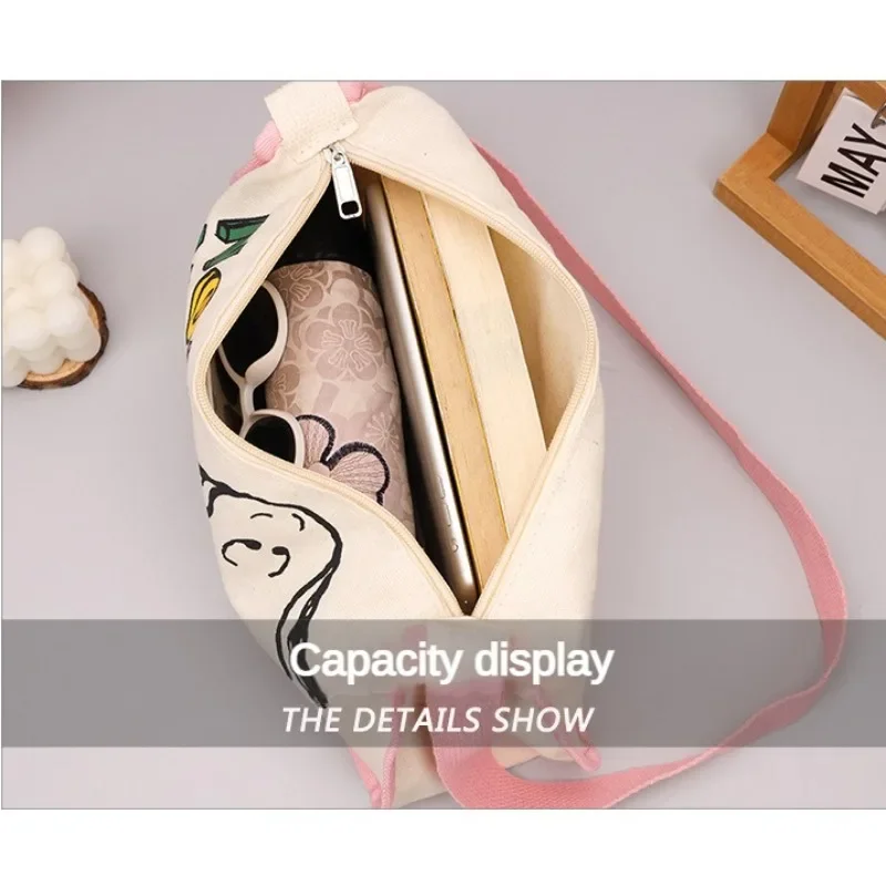 Snoopy Messenger Bag Cartoon Fashion Women Makeup Storage Bag Travel Anime Canvas Zipper Organizer Girls Cute Y2K Shoulder Bag