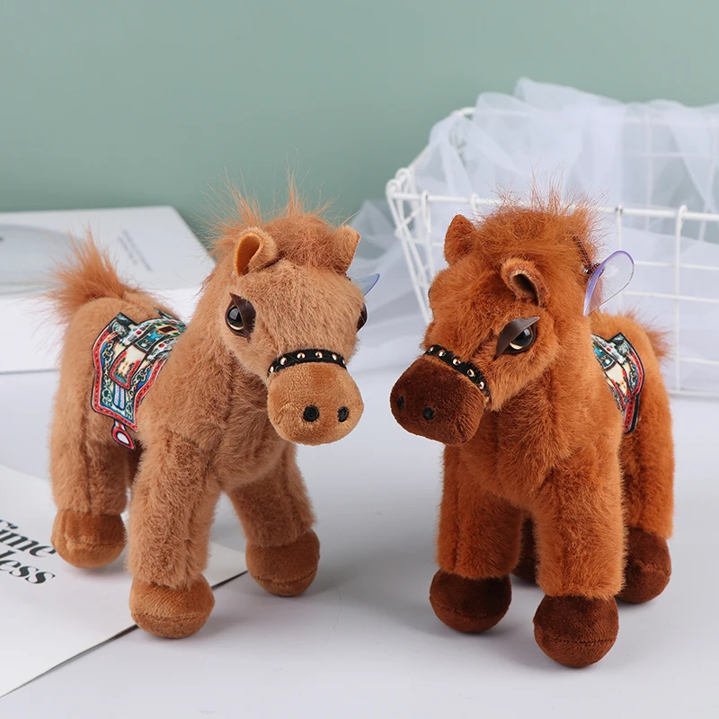 Simulação em pé foal boneca de pelúcia sela longa juba pônei brinquedos de pelúcia bonito dos desenhos animados cavalo brinquedo de pelúcia decoração do quarto