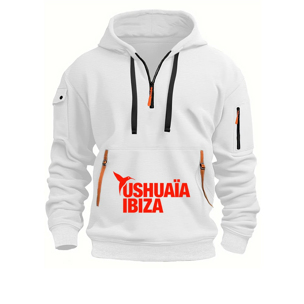2026 Spring And Autumn Men's Versatile Coat Ushuaia Ibiza Logo Print Constant Temperature Comfortable Skin-friendly Hoodies