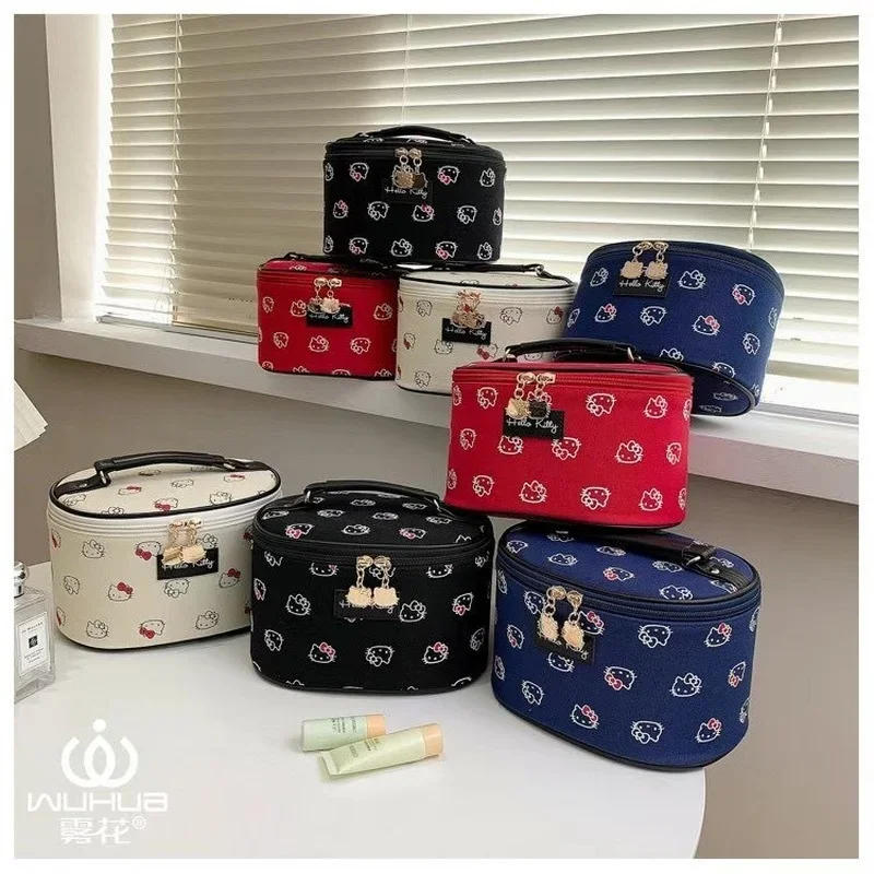 Hello Kitty Portable Cosmetic Bag Sanrio Makeup Case Wash Bags Women box Makeup Pouch Kawaii Handbag 2pcs Set Organizer