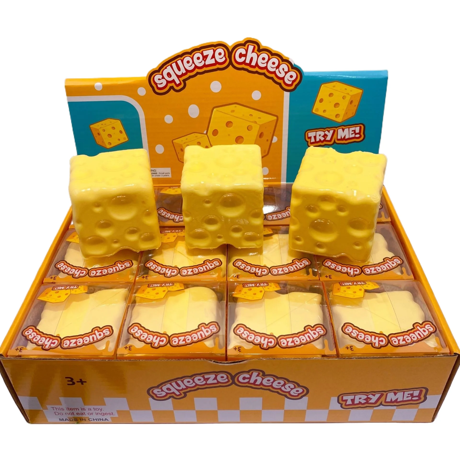 12 Stück/Set 7cm Käsewürfel Squishy Spielzeug, Langsam Aufsteigendes Stressabbau- und Entspannungs-Fidget-Blindbox für Erwachsene Großhandel