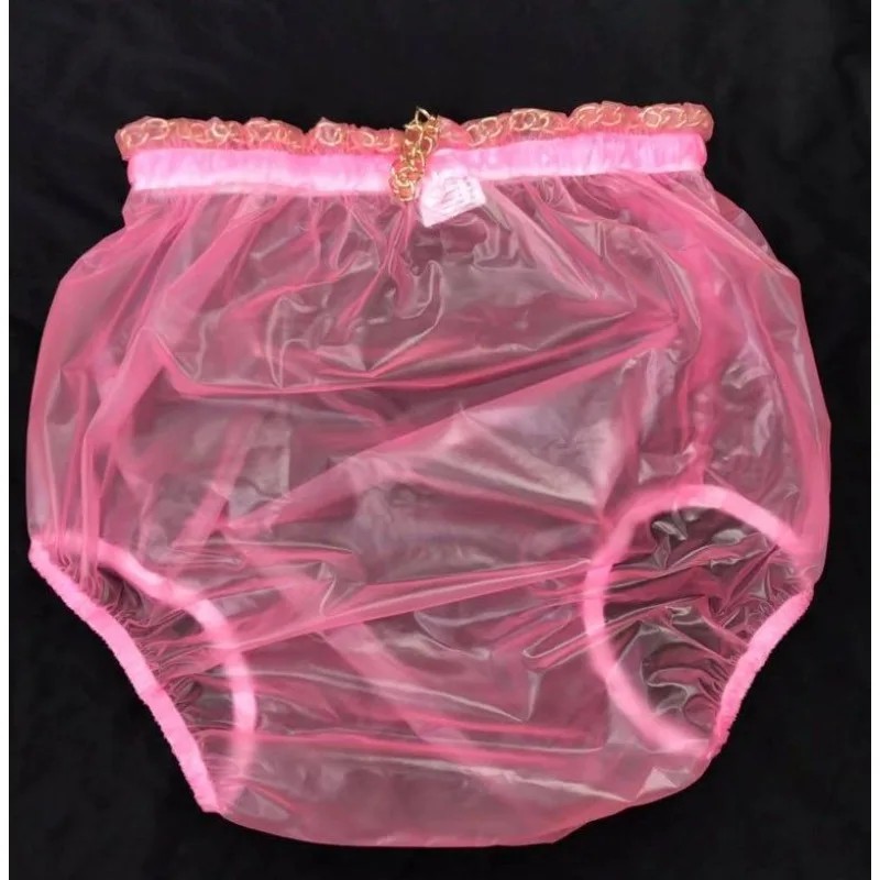 PVC Transparent Leakproof Loose Fit Boxer Style Underwear for Adults Pink Waterproof Masquerade Show