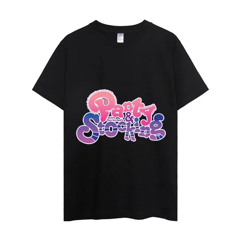 Panty & Stocking with Garterbelt Anime T Shirt Men Couple Combination Clothes Short Sleeve Collar Fashion Woman Cotton