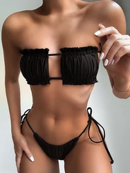 Sexy Nieuwe Vrouwen Bikini 2-Stuks Set Badpak Zomer Strand Snaren Badmode Vrouwelijke Micro Zwemmen Split Outfits Wit jurk