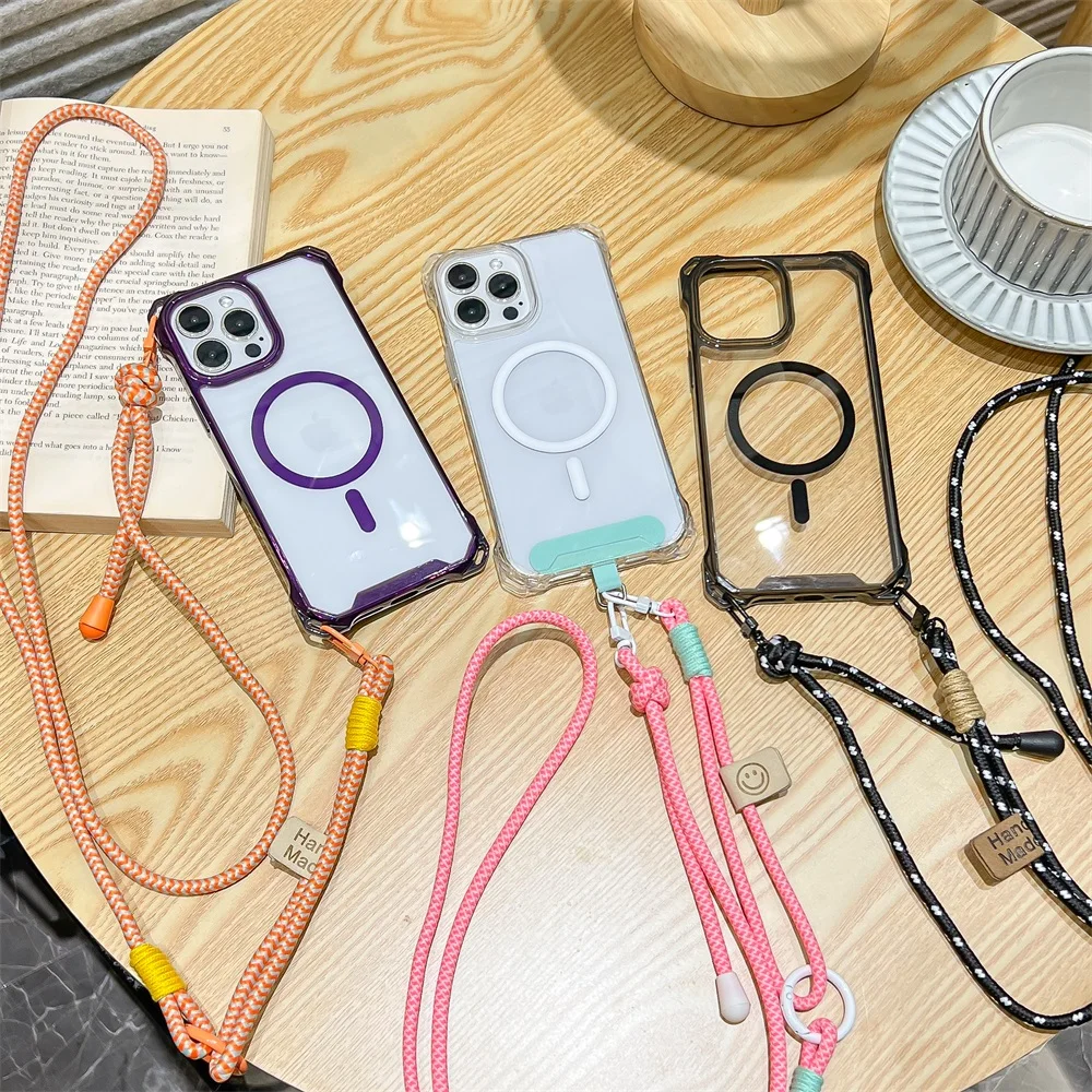 Für Magsafe Magnetische Wireless Charge Fall Für iPhone 17 Air 16 13 12 11 14 15 Pro Max Transparente Crossbody-schnur Lanyard Abdeckungen – Detail 2