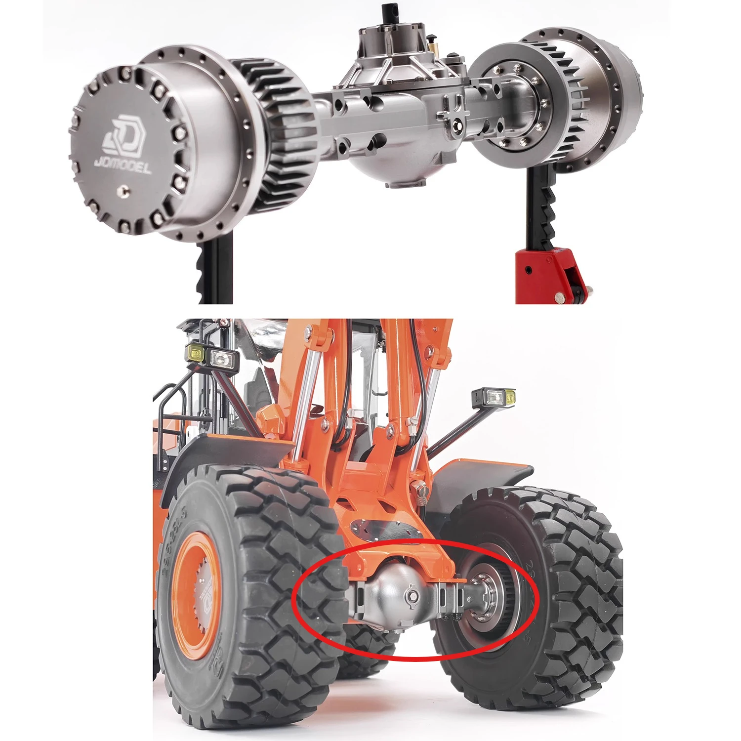 Metal Front and Rear Axles Are Suitable for 1/14 RC Hydraulic Loader JDM-198 ZW370 Wheeled Loader Upgrade Axle Model Parts
