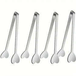 Heart Shaped Mini Tongs - Stainless Steel Small Tongs for Serving Food, Cooking, Appetizers, Ice Cubes, Fruits, and Sugar