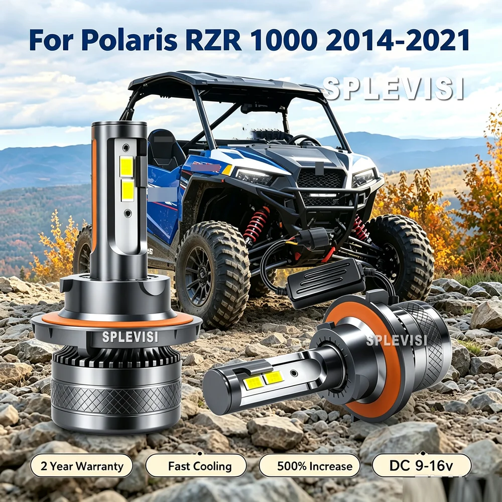 H13 9008 Canbus LED 12V White Headlight Headlamp Bulbs Hi Low Beam For Polaris RZR 1000 2014 2015 2016 2017 2018 2019 2020 2021