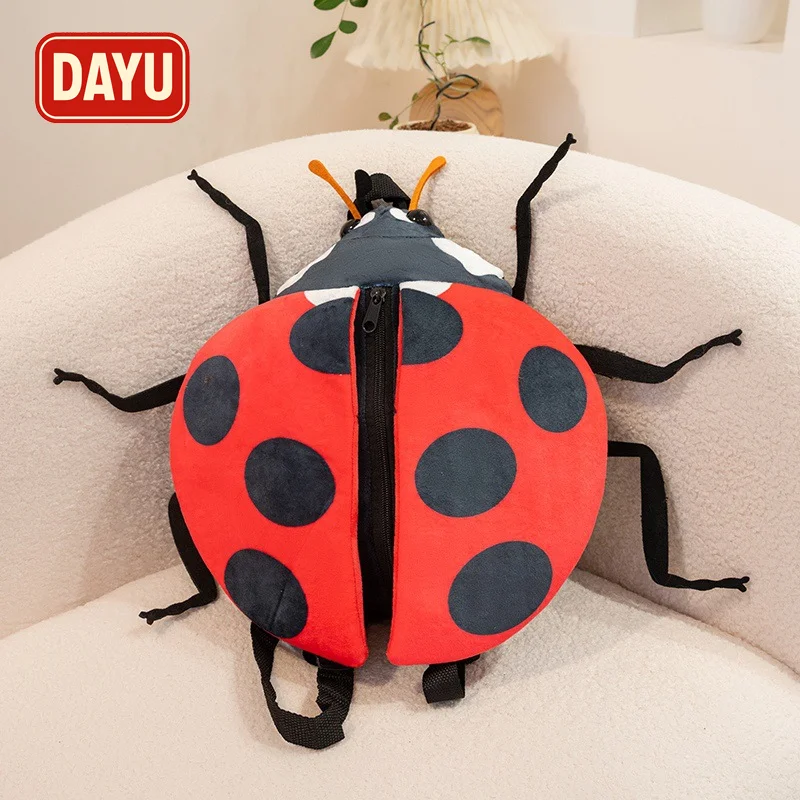 Zaino per insetti in peluche per bambini Borsa da scuola per animali con coccinella e ape carina, regalo divertente in stile insetti per bambini