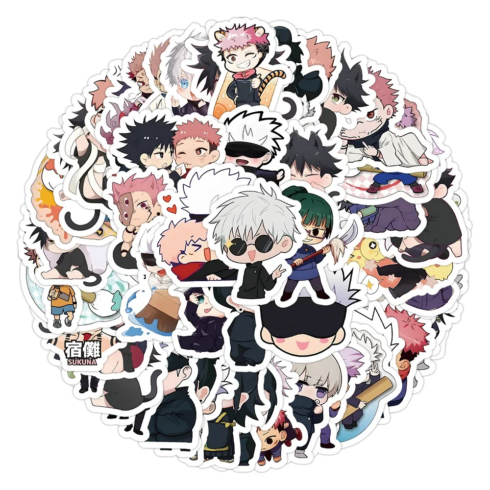 60PCS Kawaii Anime Jujutsu Kaisen Stickers Cartoon Decals Laptop Skateboard Notebook Car Bike Cute Sticker Kids Toy