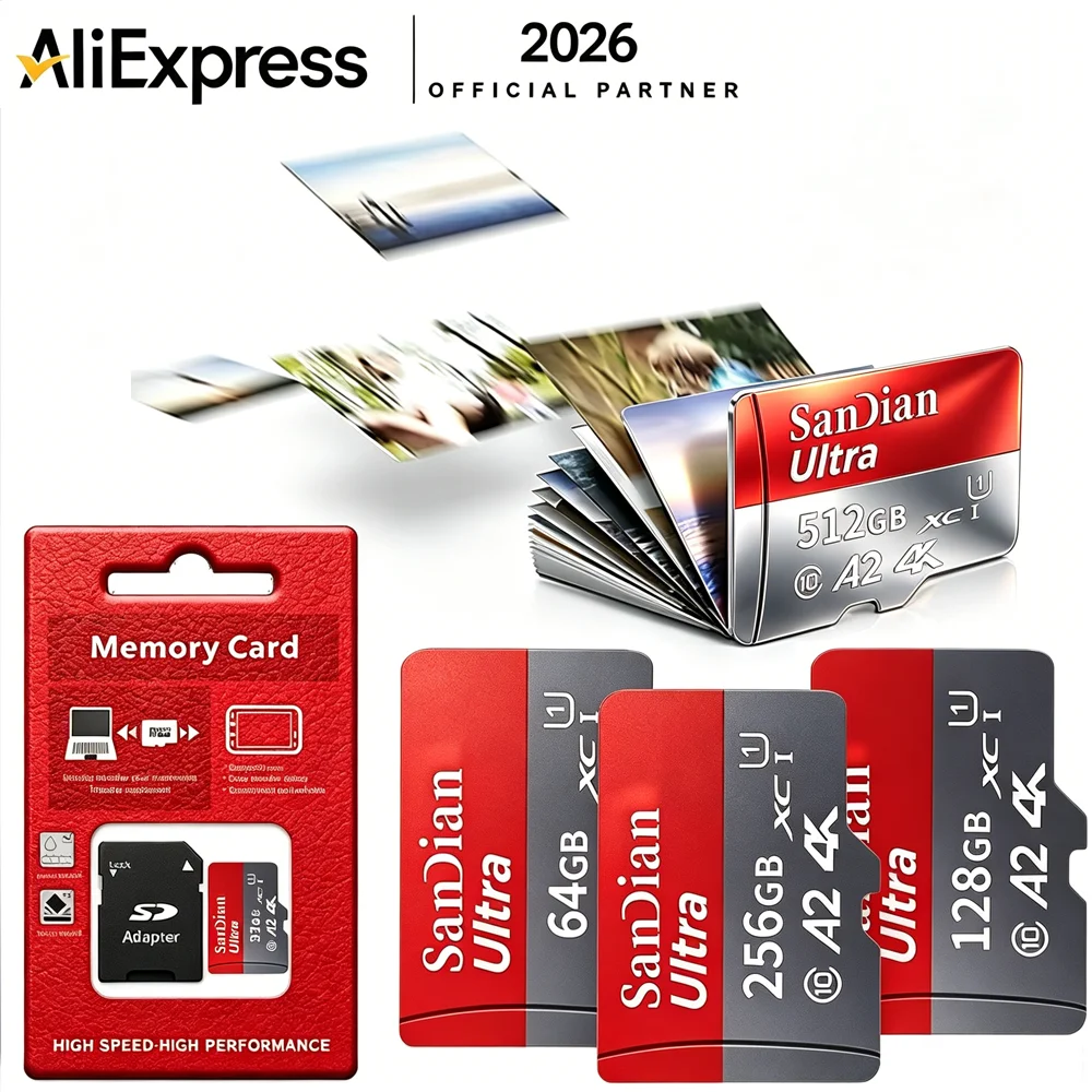 High Speed Micro SD Memory Card 64GB 128GB 512GB U3 V30 A2 Class 10 for Smartphone Gaming Tablet 4K Video Phone Storage TF Card