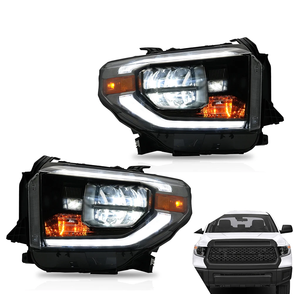 

Headlamp Assembly For Toyota Tundra 2014 - UP Head Light Chrome Full LED Reflector Moving Turn Signal Car Accessories