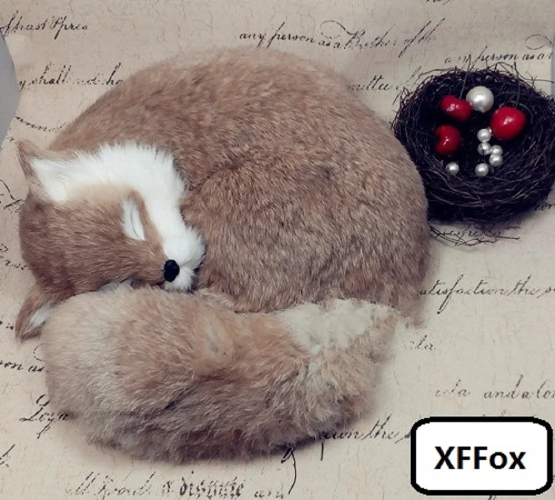 

big real life natural colour fox model plastic&furs simulation sleeping fox gift about 27x12x27cm xf1791