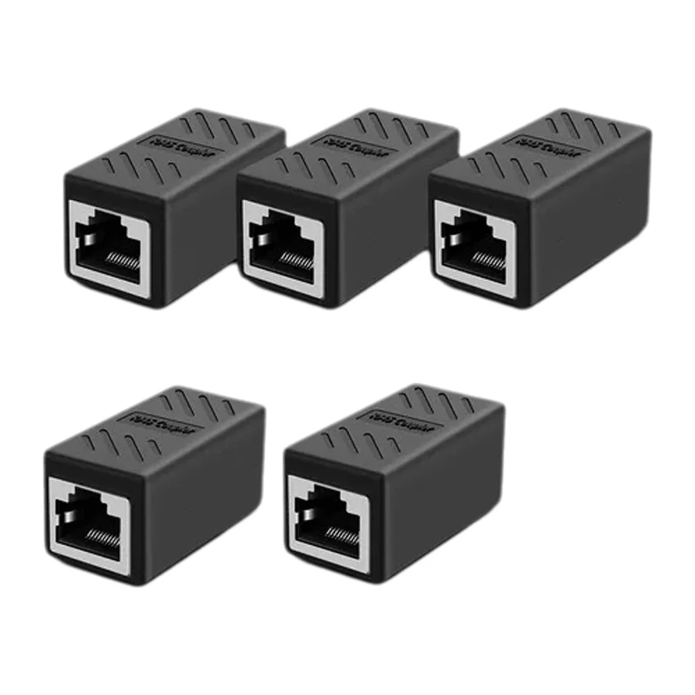 5 Pack RJ45 Shielded Female to Female Coupler CAT6 Ethernet LAN Cable Inline Connector
