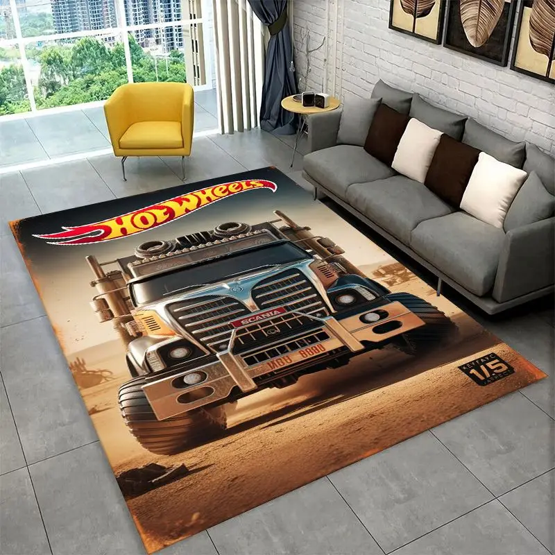 Racing Car H-Hot Wheels MOTO Non-Slip Area Rug for Living Room,Bedroom,Playroom,Soft Carpet Floor Mat Home Decor Rug Kids Room
