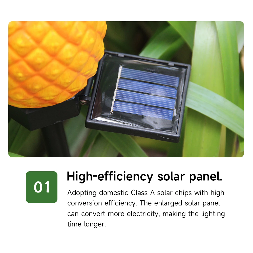 LED Solar Yard Lamp Simulation Pineapple Landscape Light Outdoor Waterproof Decorative Garden Lawn Light Ground Stake Lamp