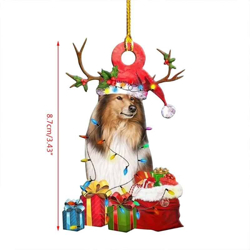 เครื่องประดับสุนัขคริสต์มาสไม้ Xma Tree ป้ายแขวนรูปปั้นตกแต่งจี้ Drop Ship