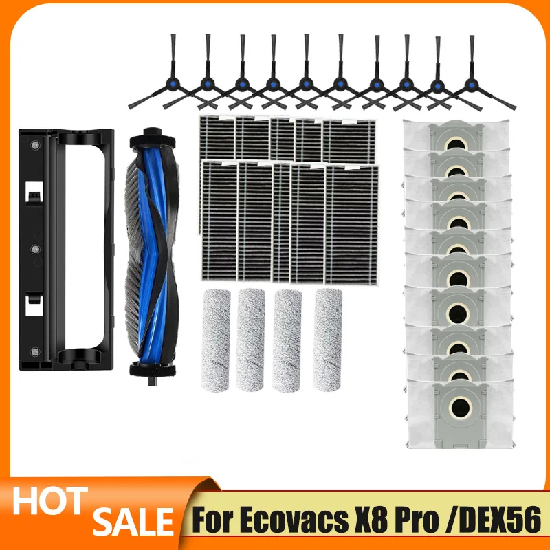 Ecovacs X8 Pro Omni Accessories Main Side Brush Hepa Filter Rag Dust Bag Replacement X8 Pro plus AI/DEX56 Parts