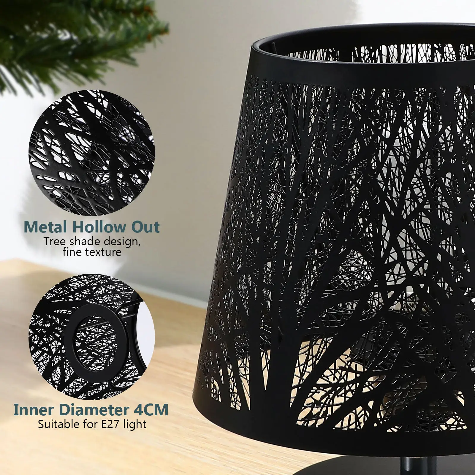 1Pcs Tree Shadow Iron Table Lamp Shade Decorative Bedside Lamp Cover Metal Light Shade Elegant Design Light Cover