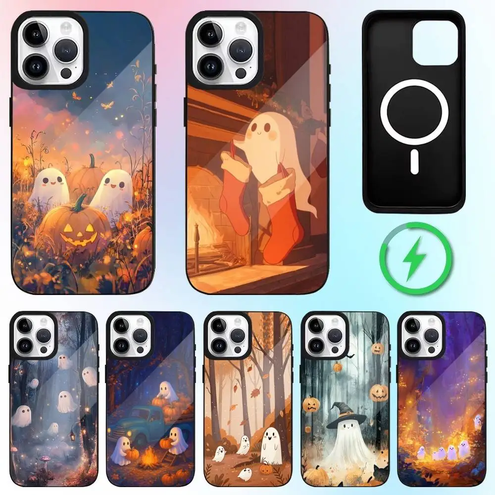 

Halloween Ghost Cute Phone Case For iPhone17,16,15,14,13,12,11 Plus,Pro Max Magnetic Magsafe Wireless Charging