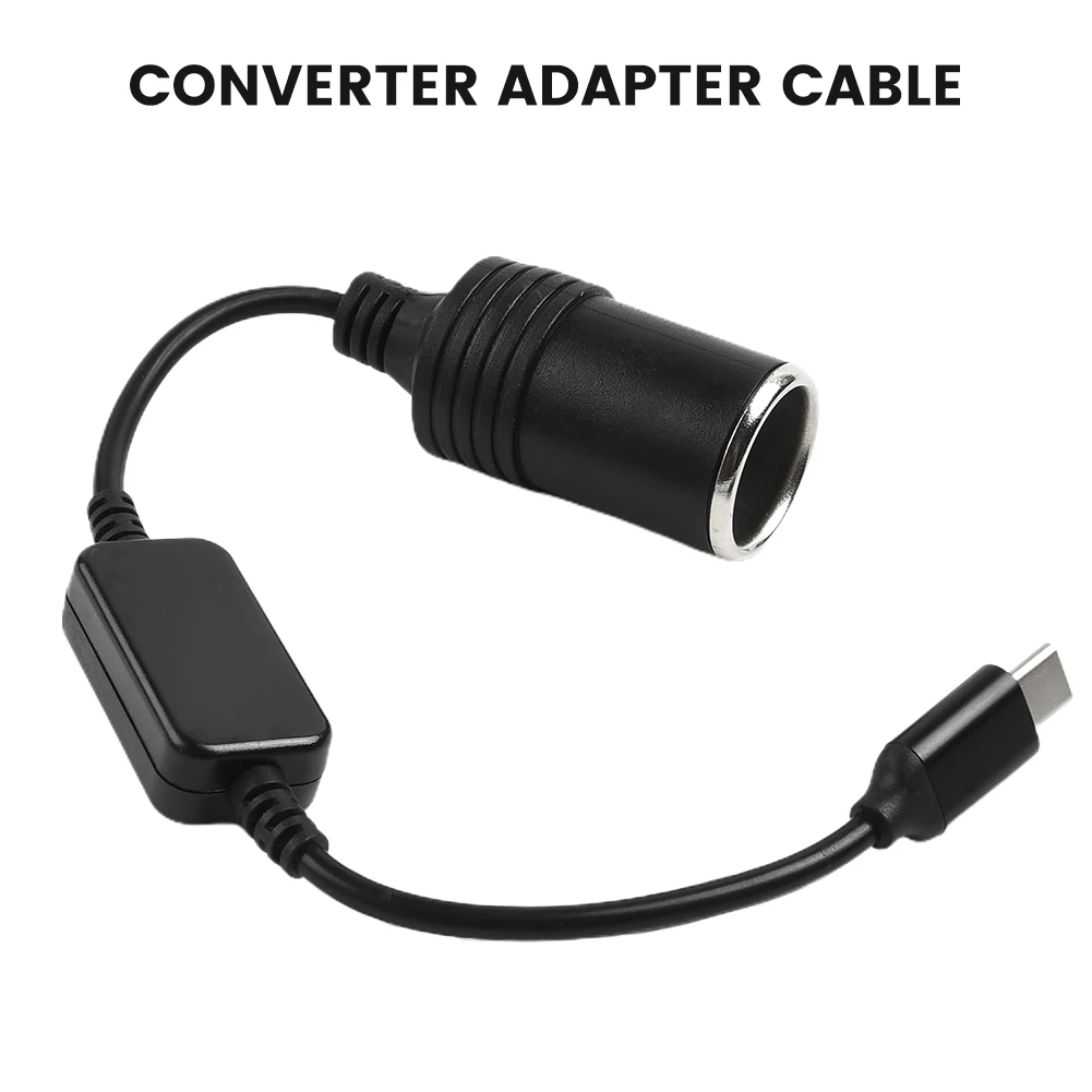 Convert Power from Type C Port to 12V Car Power Socket Suitable for Driving Recorder GPS LED Lining Strip 30cm Cable
