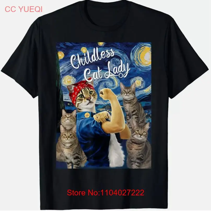 Childless Cat Lady Kamala Starry Night Rosie The Riveter Art T-Shirt