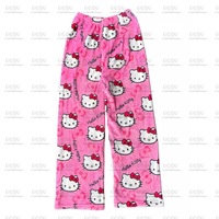 Anime Autumn Winter Male Hellos Kittys Flannel Pajamas Pants Y2k Cartoon Casual Warm Cute Printed Men Women Home Gift Trousers