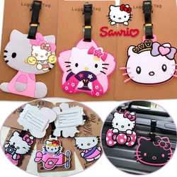 Sanurgente Hello Kitty-Étiquette de bagage en silicone, étiquette portable, panneau anti-perte, pendentif d'identification de sac, anime de voyage, fille mignonne