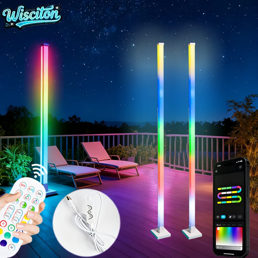 

LED RGB Smart Floor Lamp Dimmable Modern Corner Light with App Control Alexa Compatible for Bedroom Gaming Living Room Decor