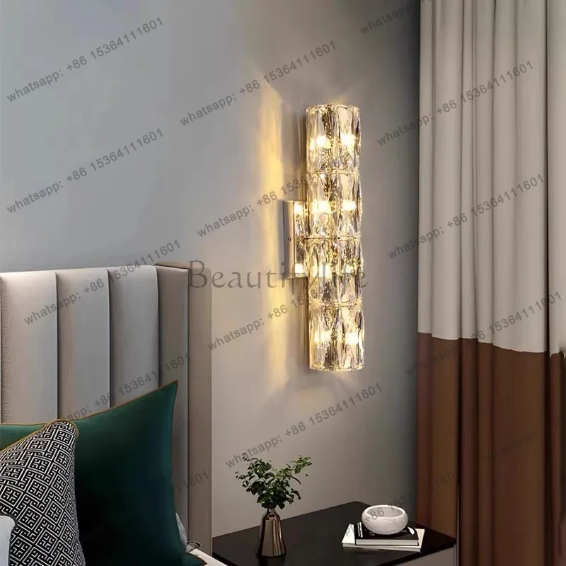 Postmodern light luxury crystal luminous object staircase aisle corridor background wall