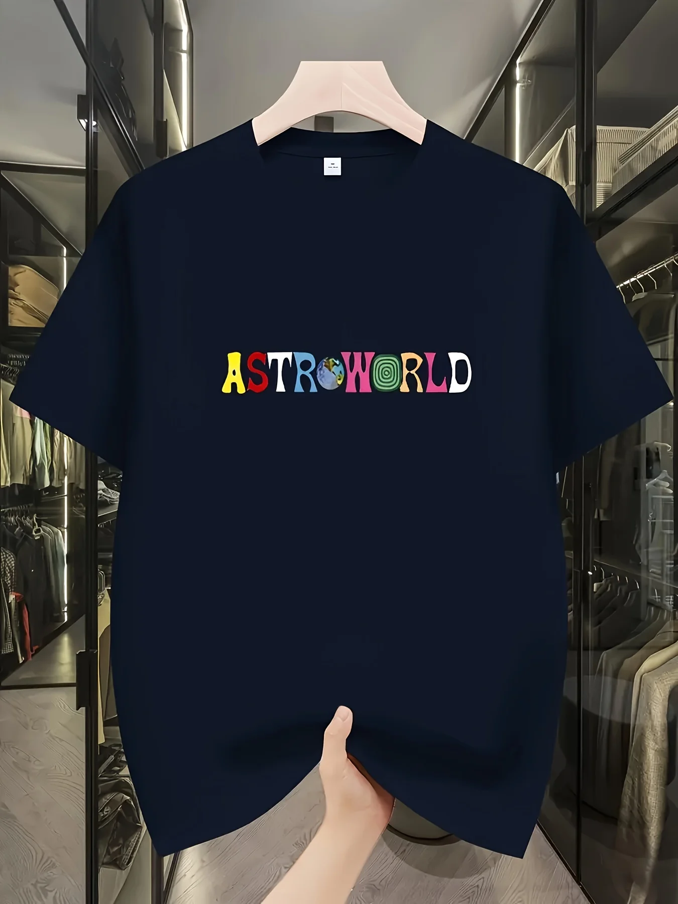 

Men's White Casual Short Sleeve T-Shirt - Bold ASTROWORLD Graphic Print, Breathable Summer Tee, Regular Fit Round Neck