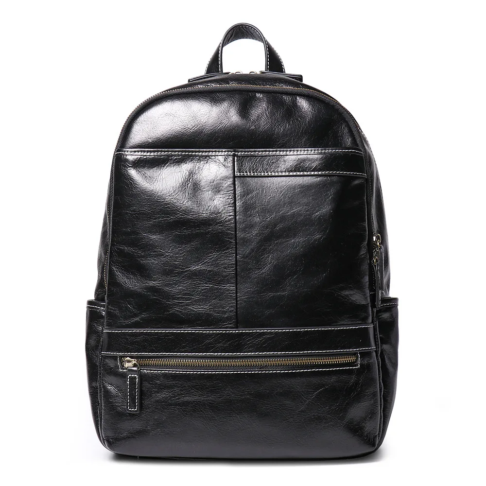 Genuine Leather Backpack for Men with Large Capacity for Travel and Work